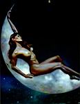 Boris Vallejo - Femme nue sur croissant de lune